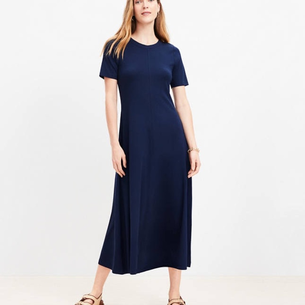 LOFT Elegant Navy Blue Maxi Dress